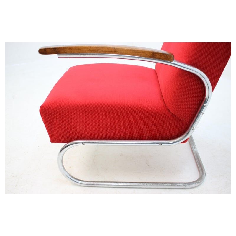 Vintage buisvormige chromen fauteuil Type S 411 van Mucke Melder