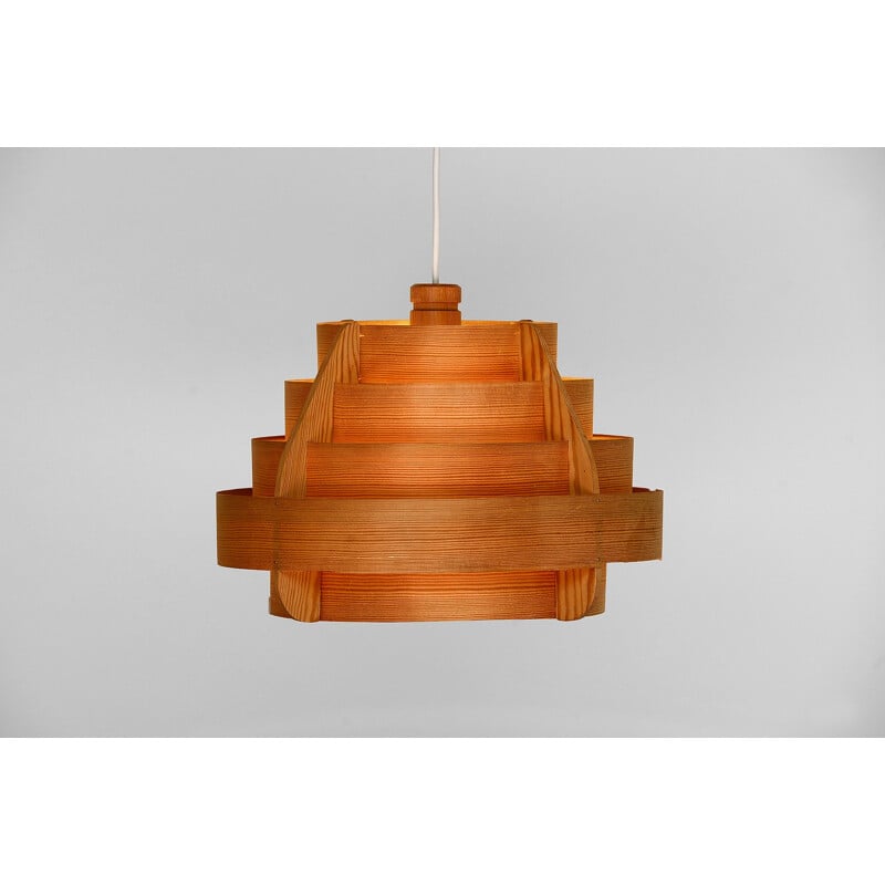 Vintage pine veneer pendant lamp by Hans-Agne Jakobsson for Ellysett AB