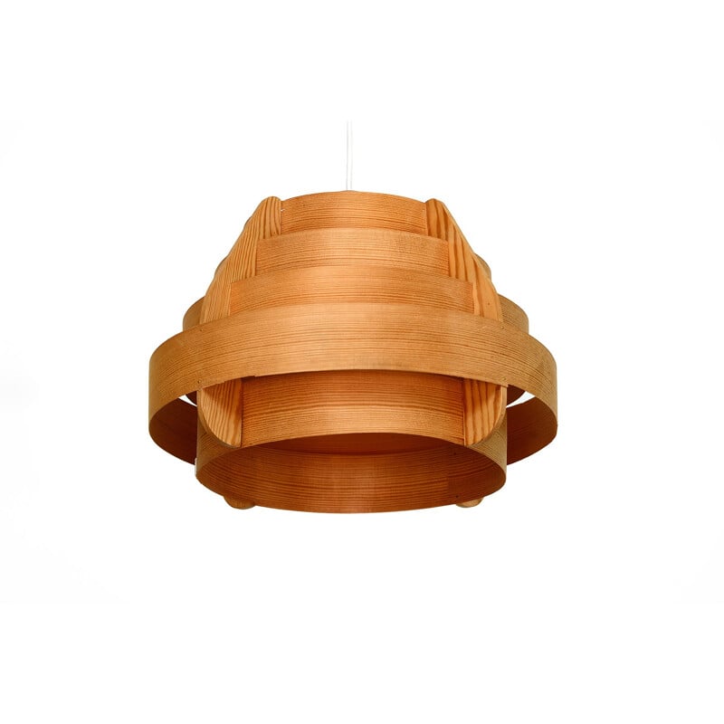 Vintage pine veneer pendant lamp by Hans-Agne Jakobsson for Ellysett AB