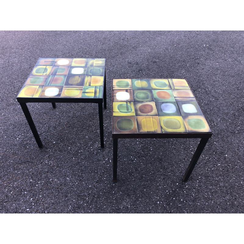 Pair of vintage table Roger Capron Planet