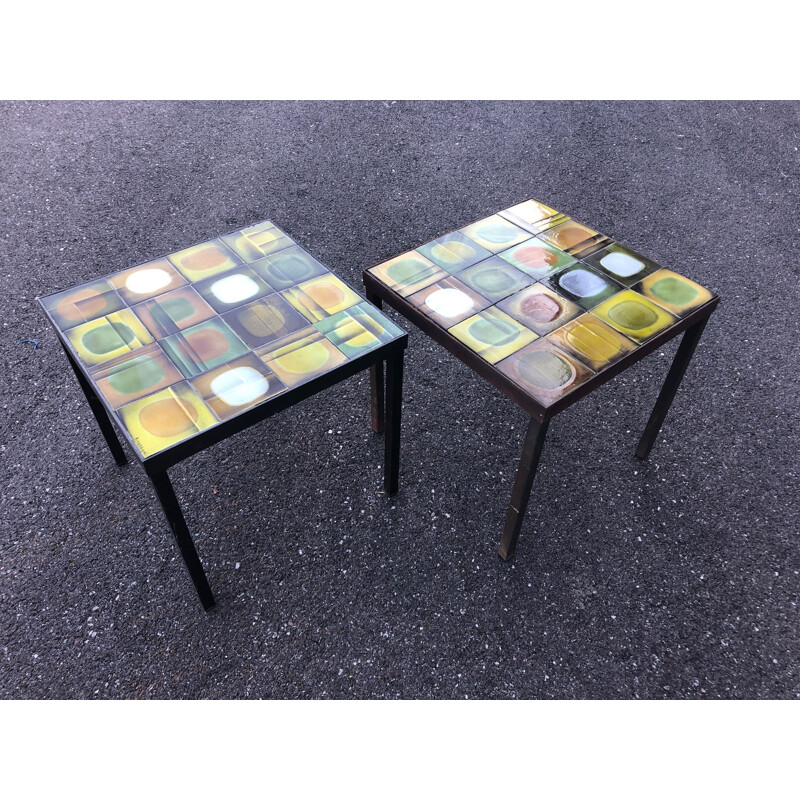 Pair of vintage table Roger Capron Planet