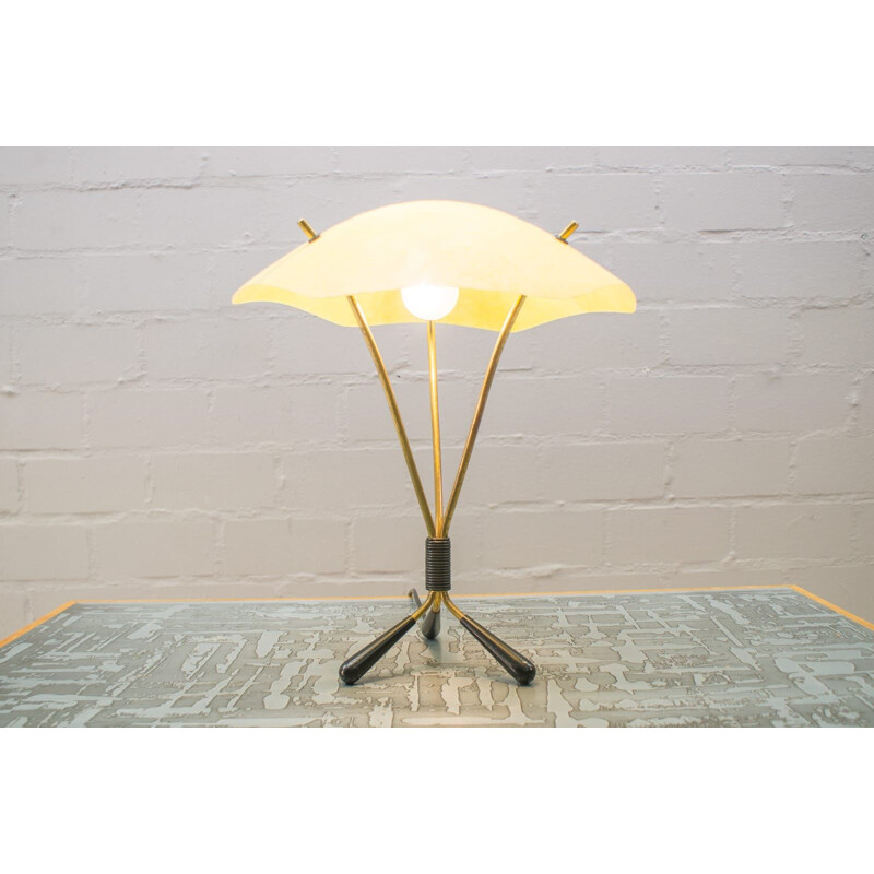 Dreibeinige Vintage-Lampe aus Messing und Fiberglas