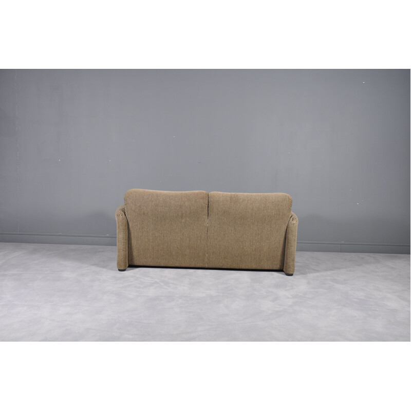 Vintage Maralunga sofa by Vico Magistretti for Cassina in brown fabric 1970s