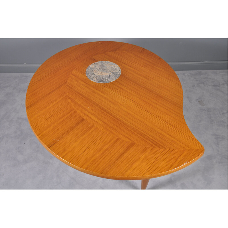 Vintage danish Yin & Yang desk in teak and marble 1960s