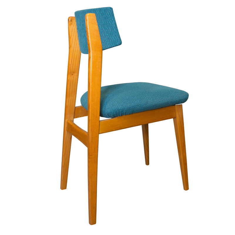 Set aus 4 skandinavischen Vintage-Stühlen aus Esche und Stoff, Deutschland 1960