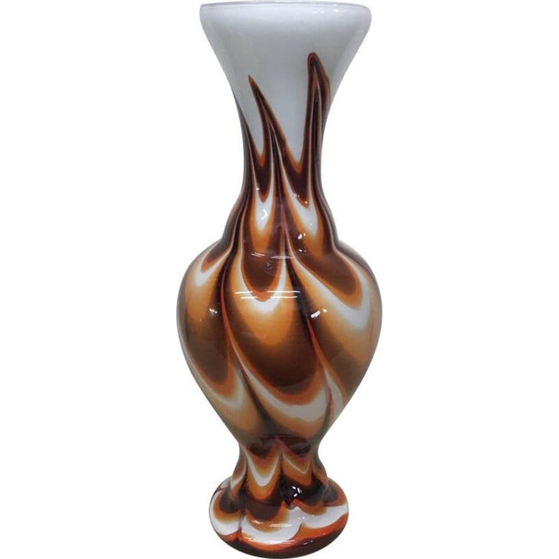 Vase vintage en verre opalin, Italie 1970