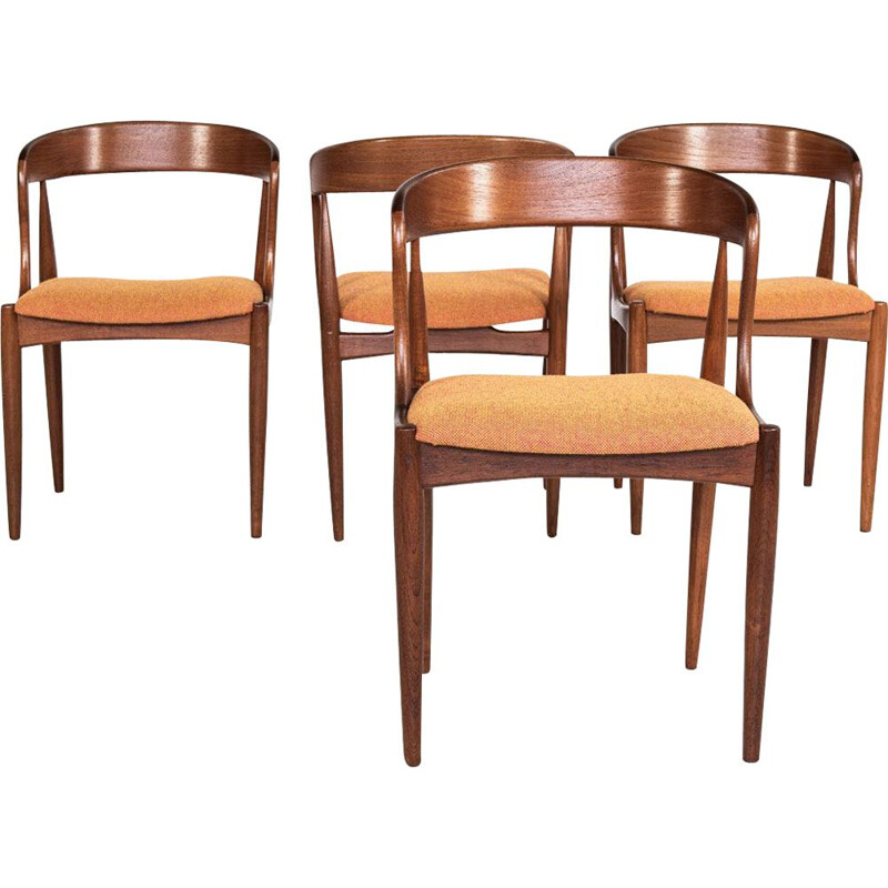 Set of 4 vintage chairs in teak and Hallingdal fabric by Johannes Andersen for Uldum