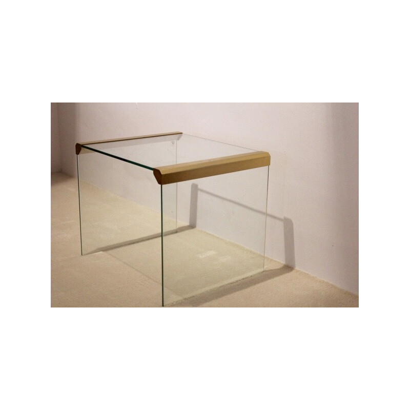 Vintage glass and brass side table by Pierangelo Gallotti for Gallotti Radice, 1970