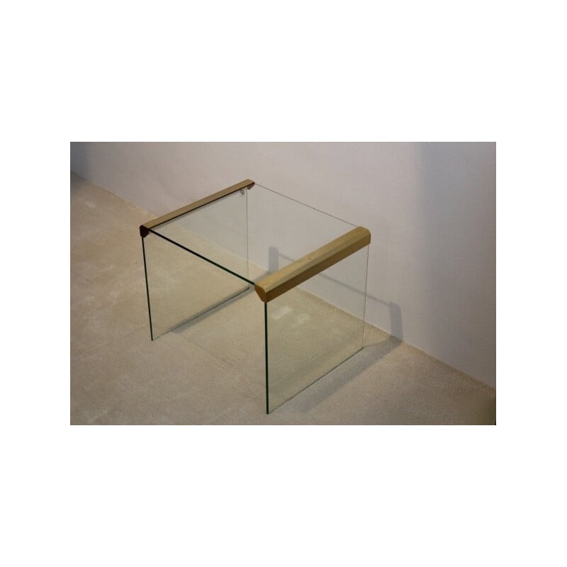 Vintage glass and brass side table by Pierangelo Gallotti for Gallotti Radice, 1970