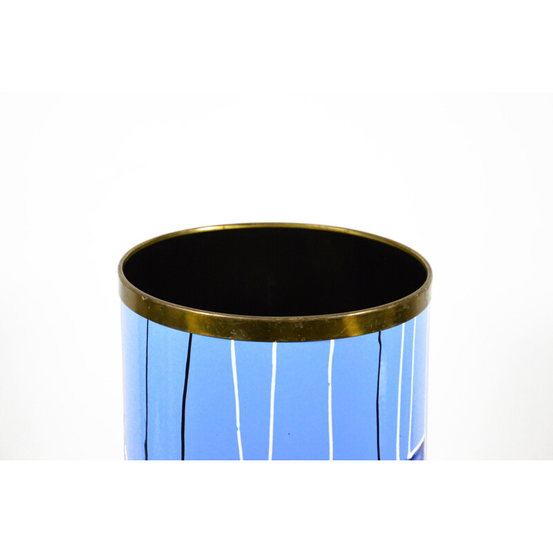 Vintage Umbrella Stand By Siva Poggibonsi In Enamelled Metal And Brass, Italy 1950s