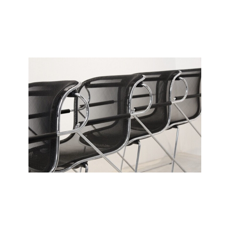 Set of 5 Castelli chromed steel and metal armchairs, Charles POLLOCK - 1982