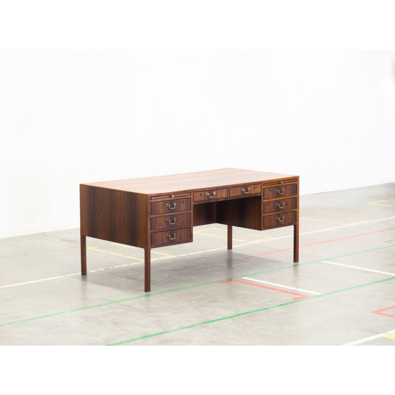 Vintage executive desk in rosewood AJ Iversen by Ole Wanscher