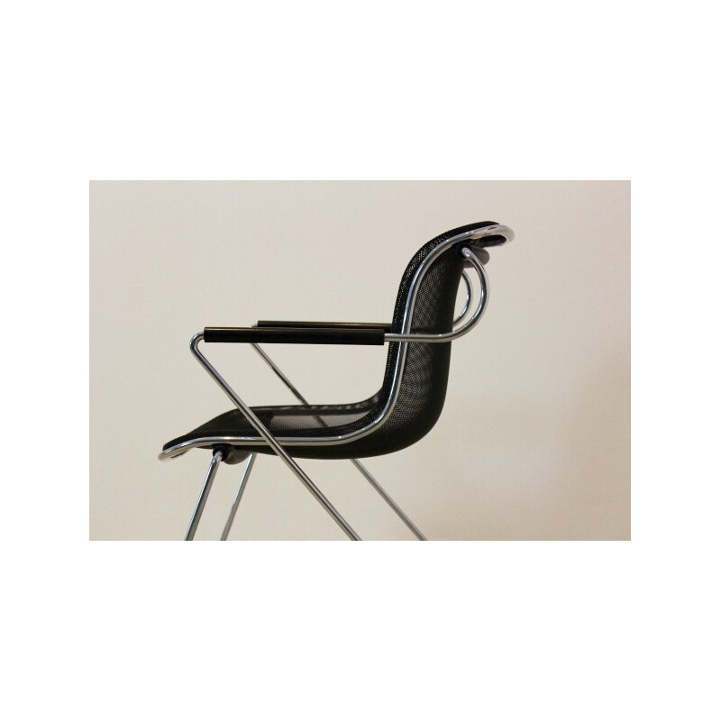 Set of 5 Castelli chromed steel and metal armchairs, Charles POLLOCK - 1982