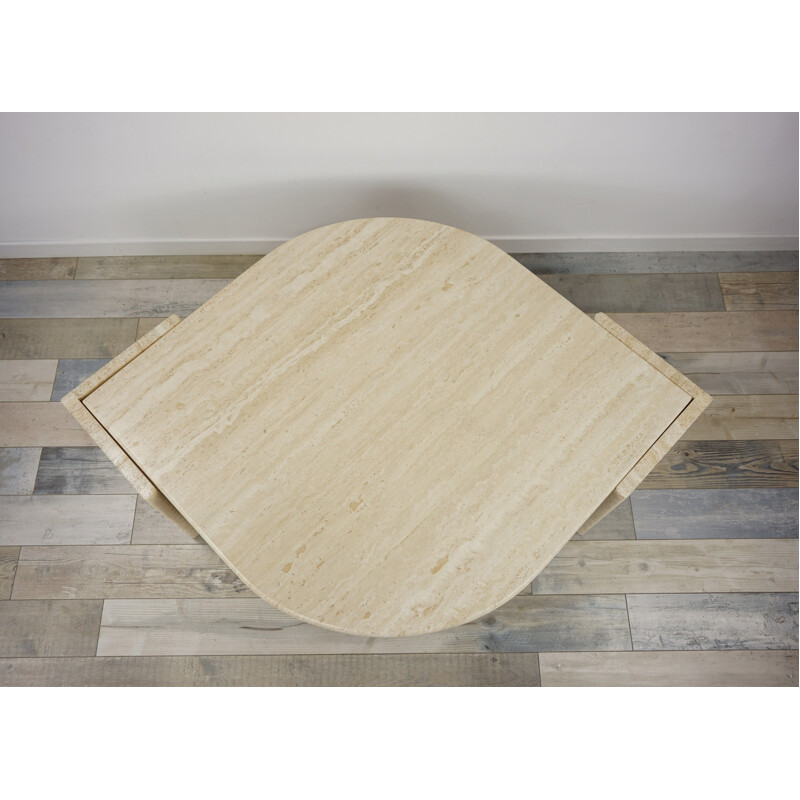 Vintage coffee table in free-form travertine