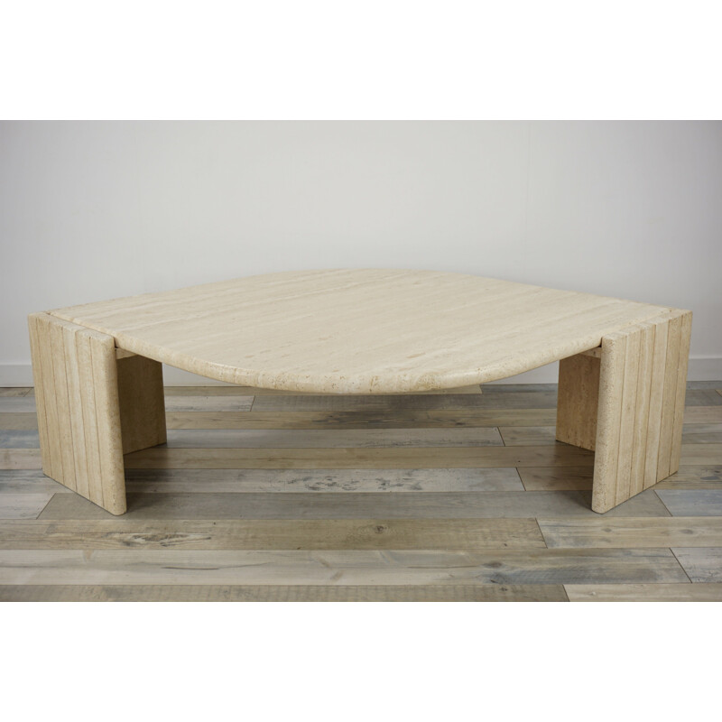 Vintage coffee table in free-form travertine