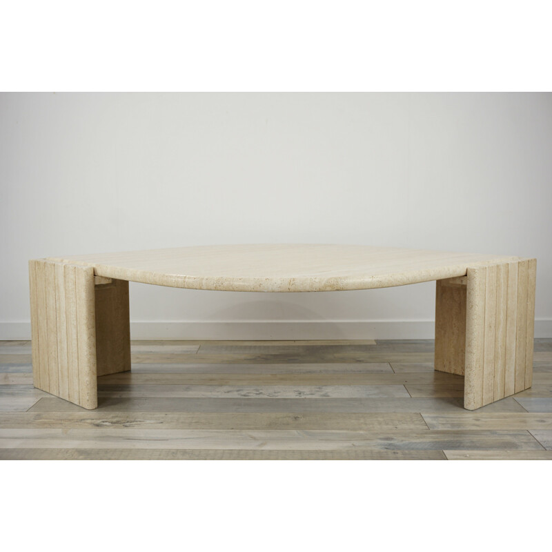 Vintage coffee table in free-form travertine