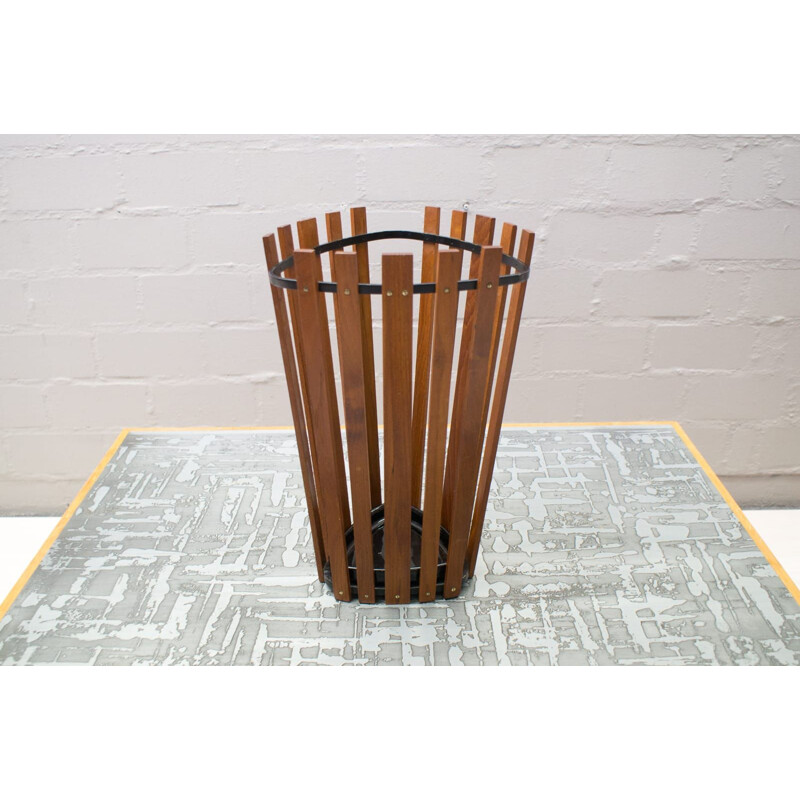 Vintage teak and metal umbrella stand by Vereinigte Werkstàtten