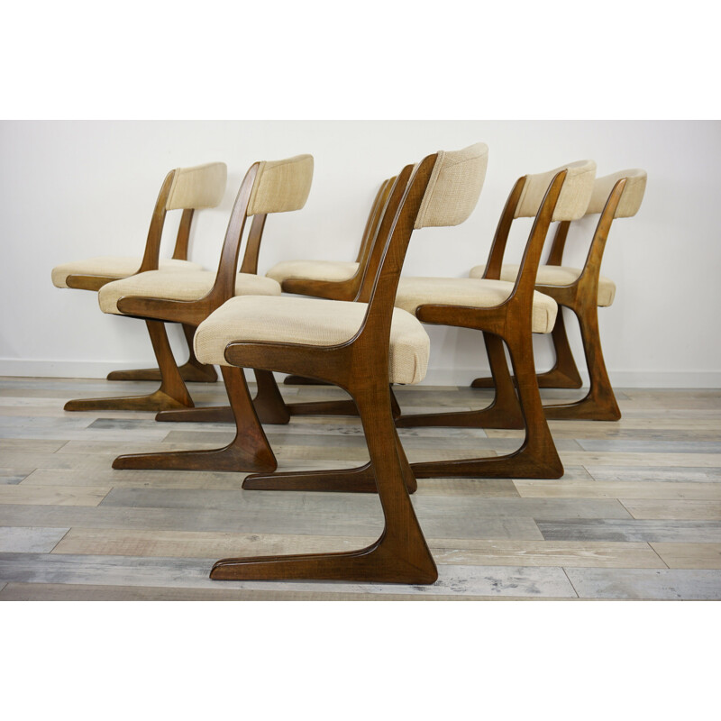 Suite de 6 chaises vintage Baumann 1960