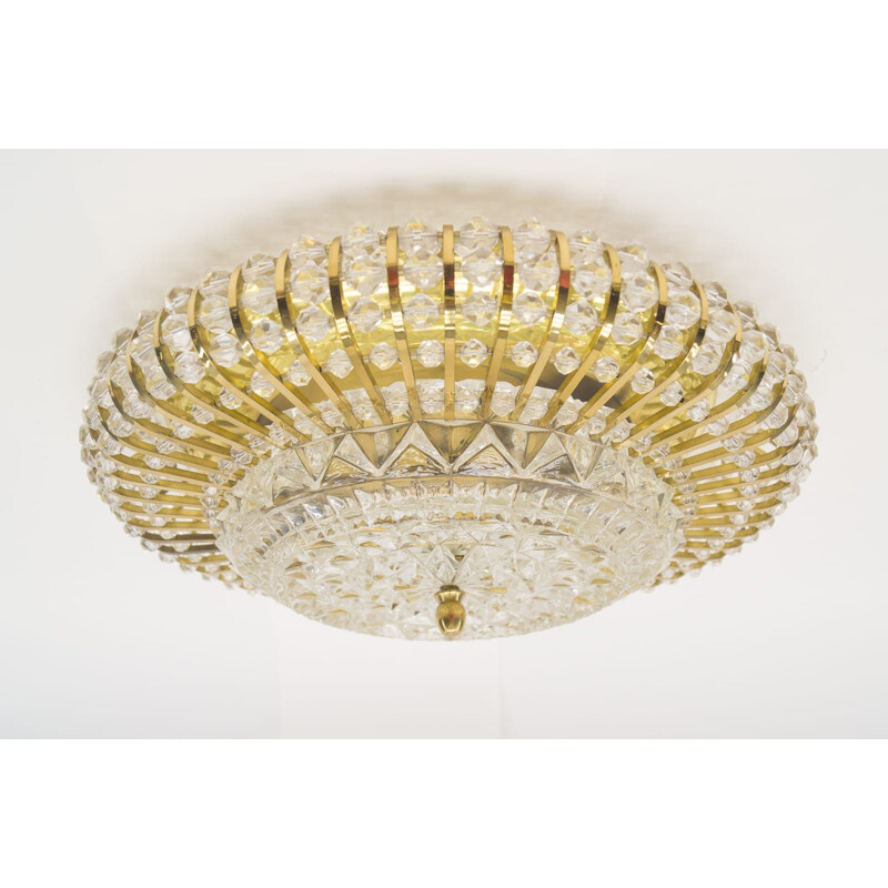 Vintage brass and glass ceiling lamp