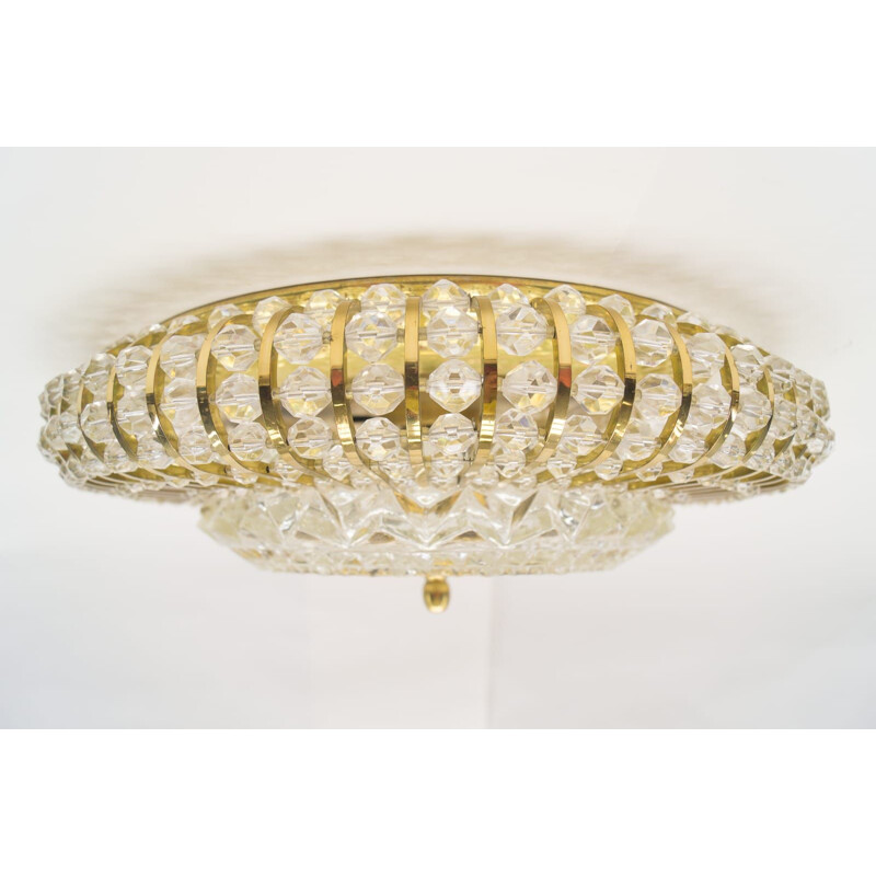 Vintage brass and glass ceiling lamp