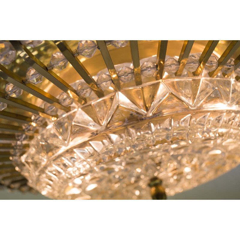 Vintage brass and glass ceiling lamp