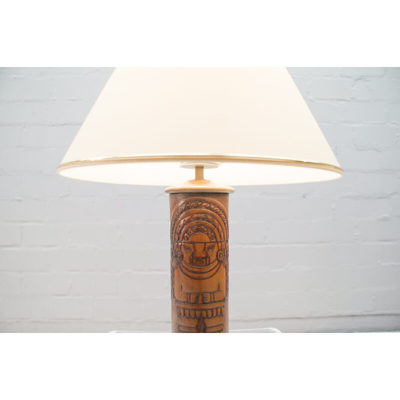 Vintage leather lamp with Maja Motif from Kaiser Leuchten