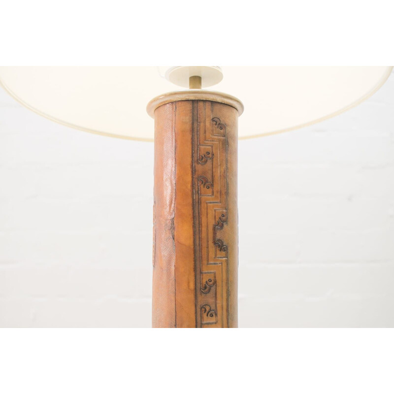 Vintage leather lamp with Maja Motif from Kaiser Leuchten