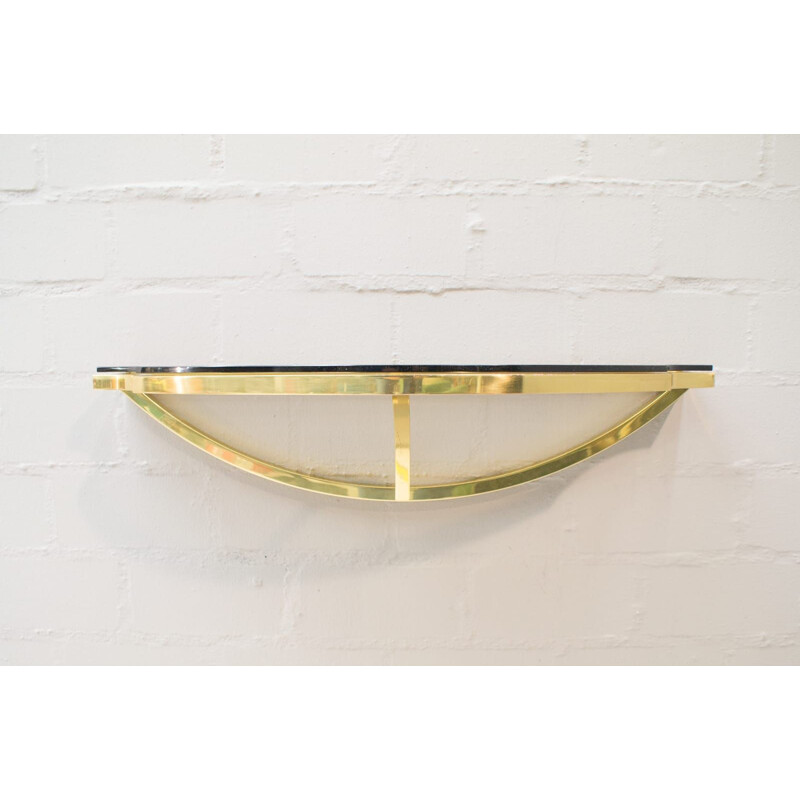 Vintage Italian brass and smoked glass wall bracket