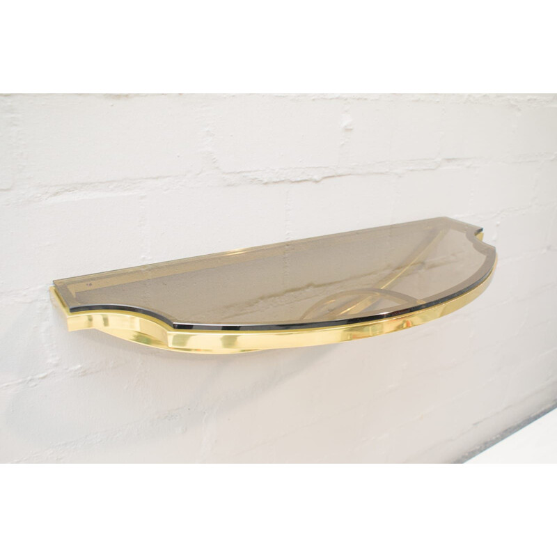 Vintage Italian brass and smoked glass wall bracket