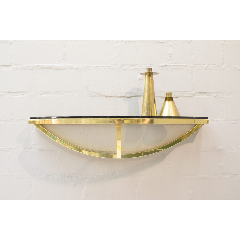 Vintage Italian brass and smoked glass wall bracket