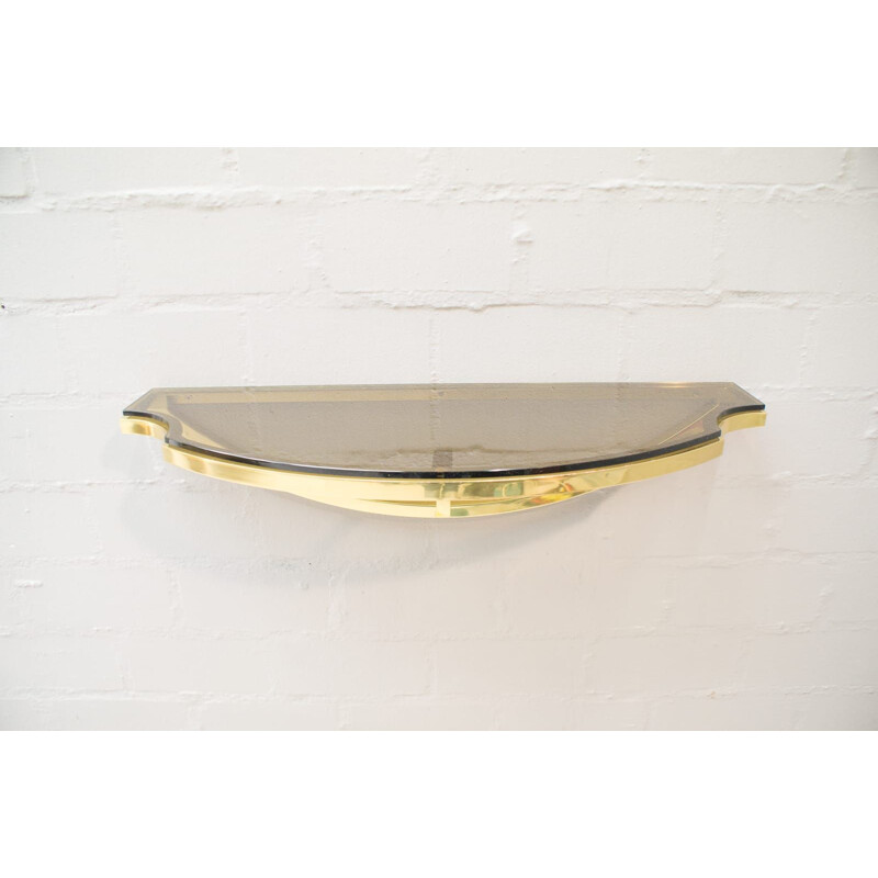 Vintage Italian brass and smoked glass wall bracket