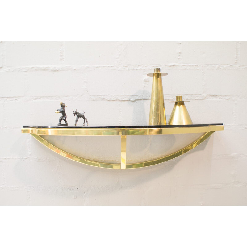 Vintage Italian brass and smoked glass wall bracket