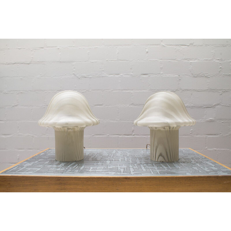 Vintage pair of mushrooms lamps by Peill & Putzler,1960