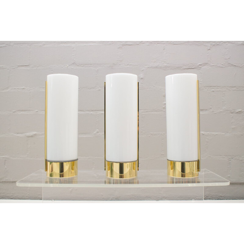 Vintage wall lamp in gold and milk glass from Limburg,1970