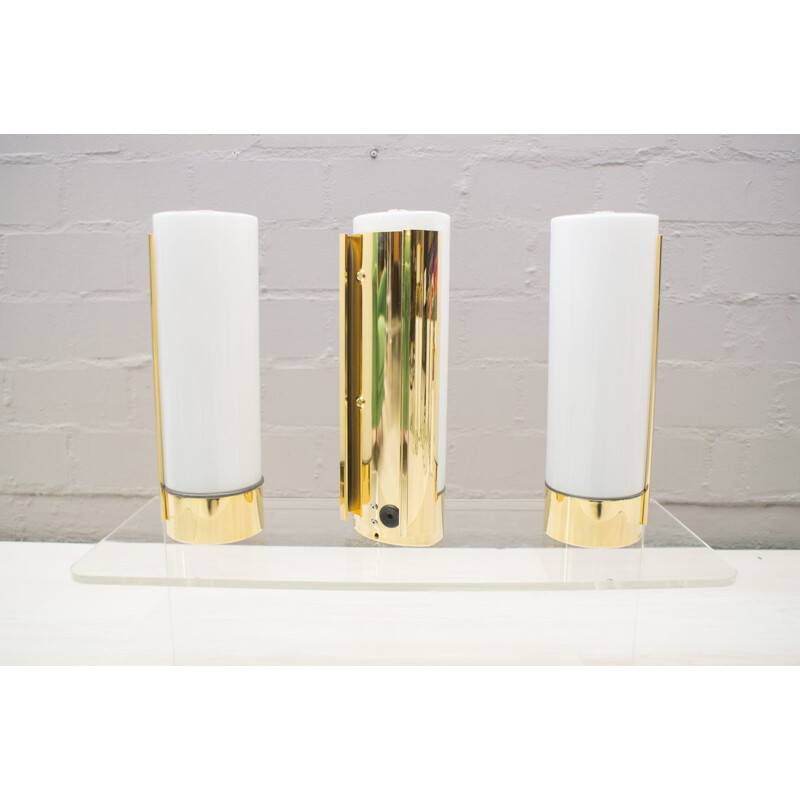 Vintage wall lamp in gold and milk glass from Limburg,1970