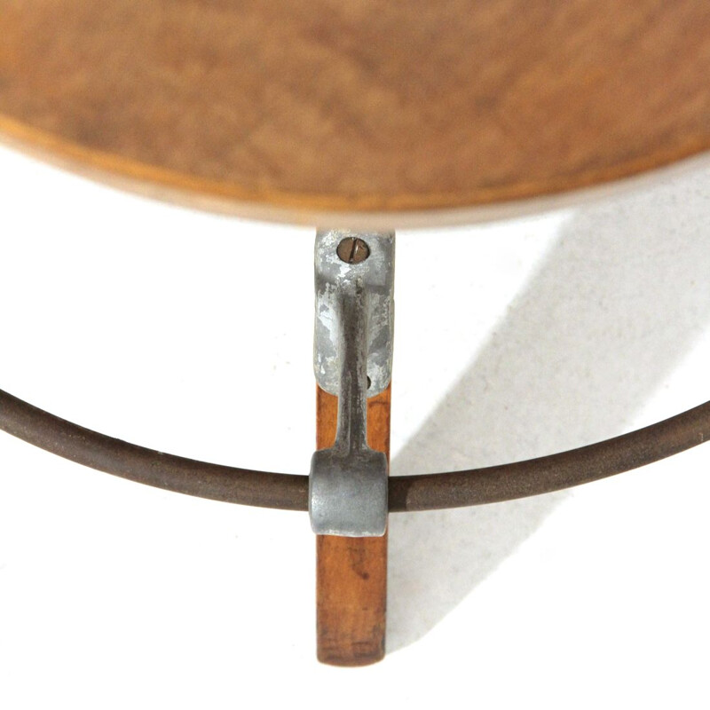 Italian vintage stool made of industrial wood from the 1950s