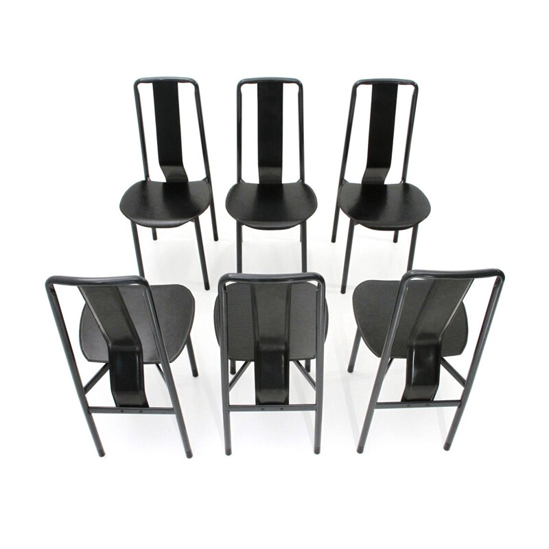 Set of 6 "Irma" black dining chairs by Achille Castiglioni for Zanotta,1970