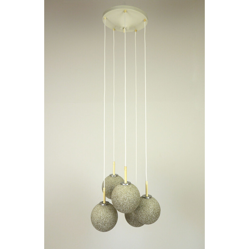 Vintage chandelier Granulated Acrylic 5-Light Cascade, Germany, 1970s