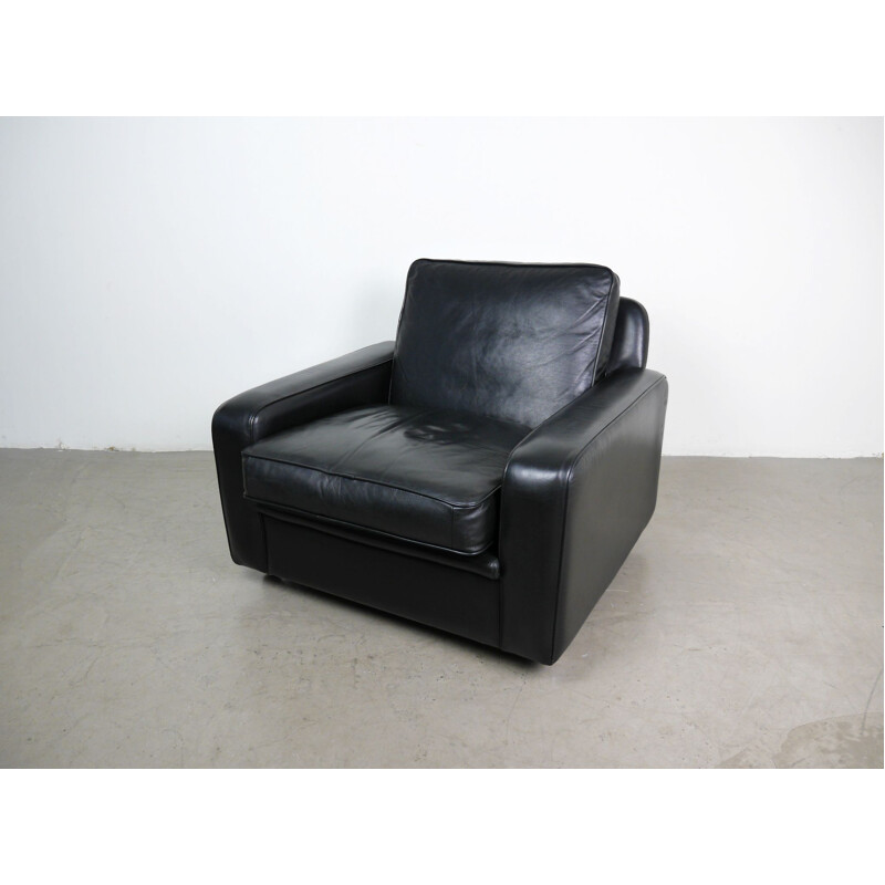 Vintage armchair in black leather by Georg Thams for Vejen, Denmark, 1970s