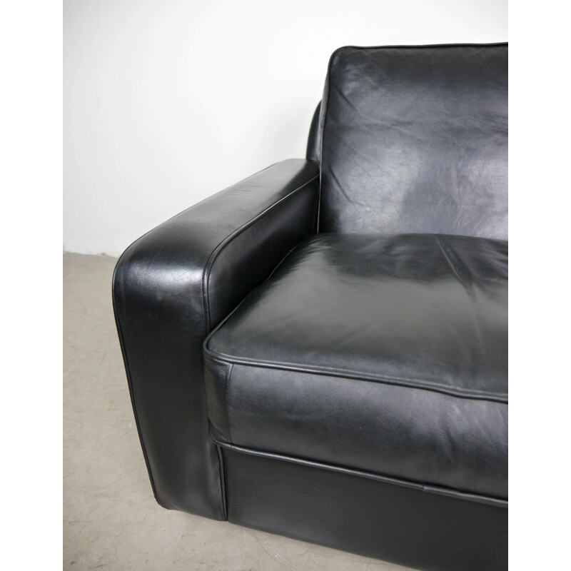 Vintage armchair in black leather by Georg Thams for Vejen, Denmark, 1970s