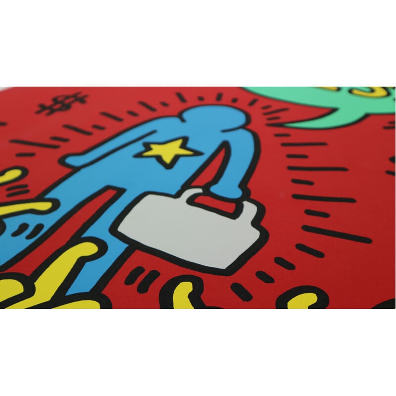 Vintage silkscreen by Keith Haring in paper 1990s