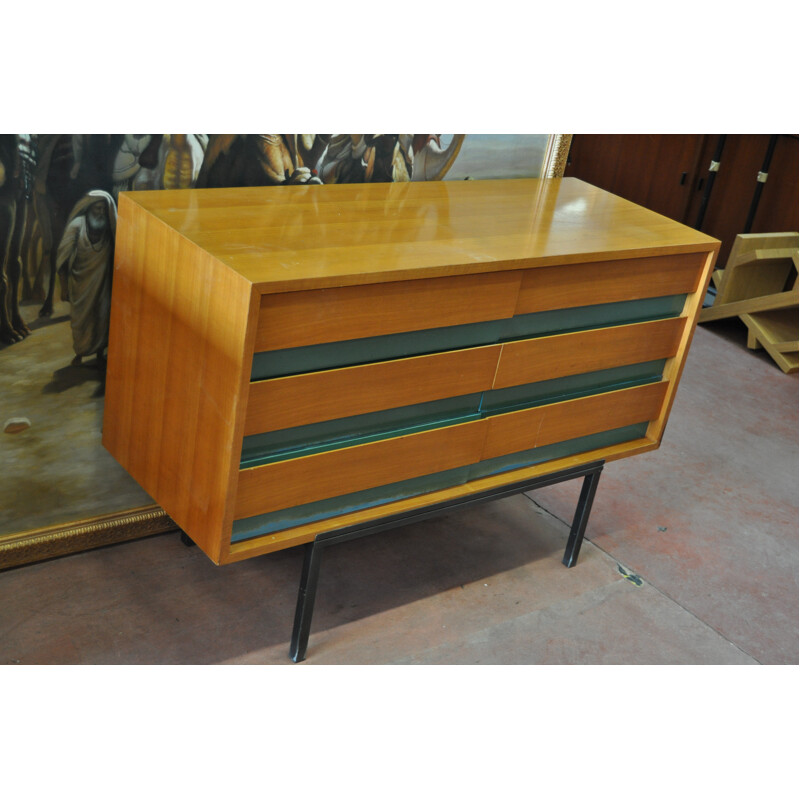 Vintage chest of drawers in cherrywood, Bernard MARANGE - 1965