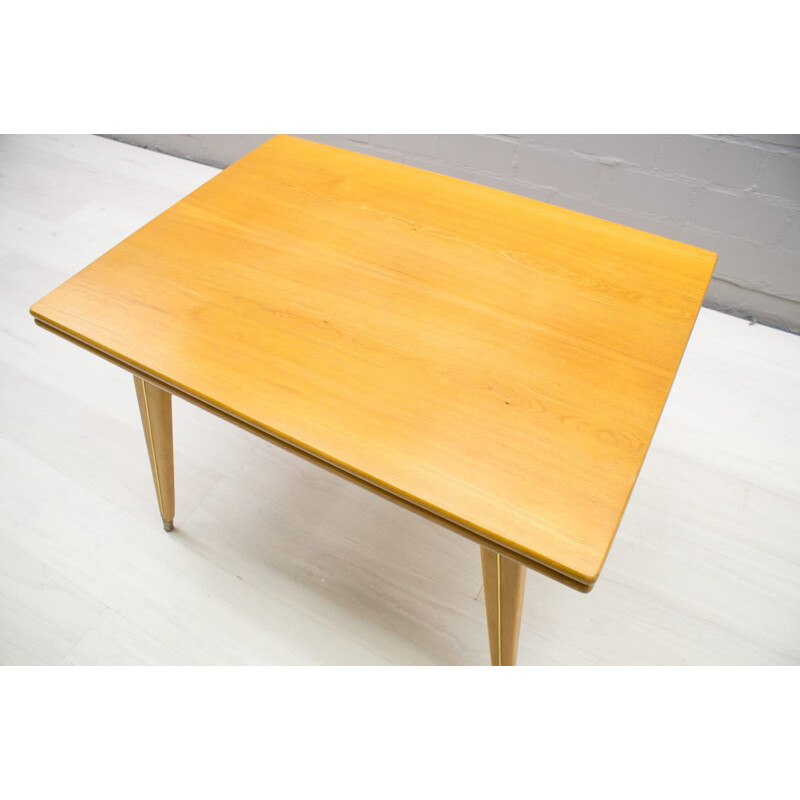 Vintage height-adjustable table in wood and brass 1950s