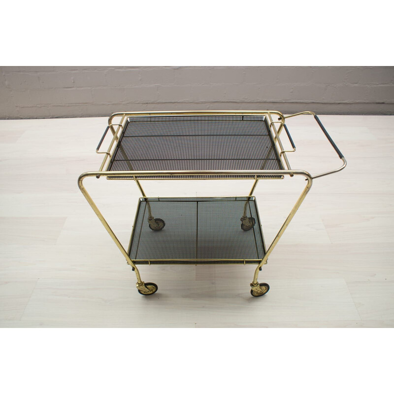 Vintage black brass serving table, France 1950