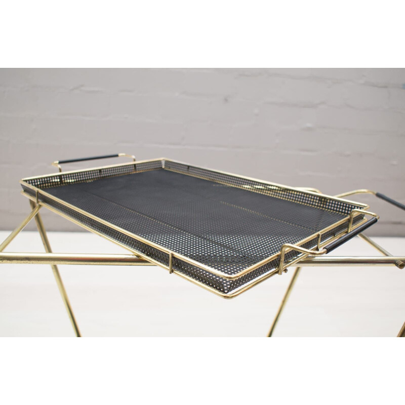 Vintage black brass serving table, France 1950