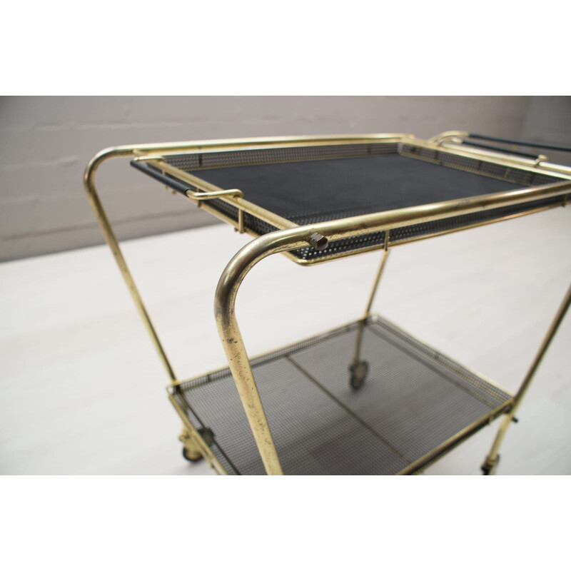 Vintage black brass serving table, France 1950