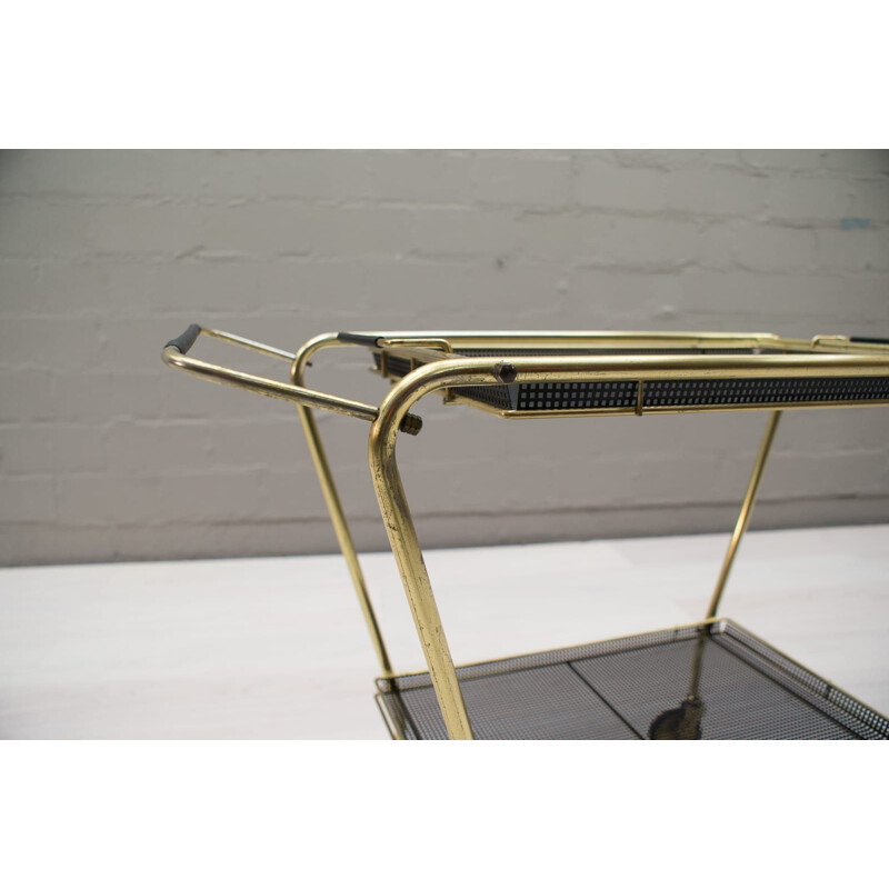 Vintage black brass serving table, France 1950