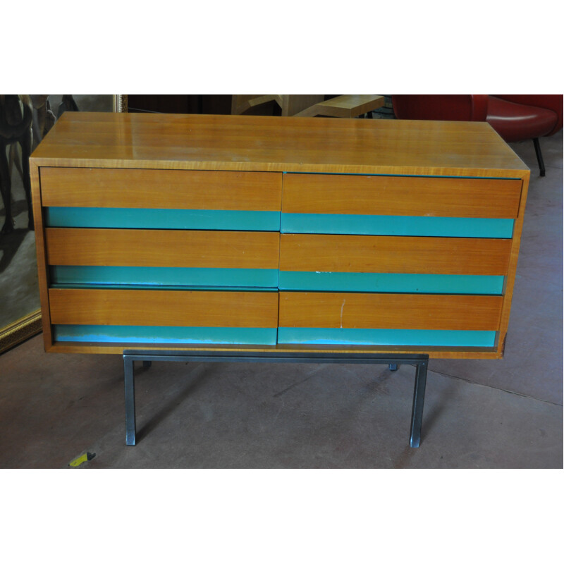 Vintage chest of drawers in cherrywood, Bernard MARANGE - 1965