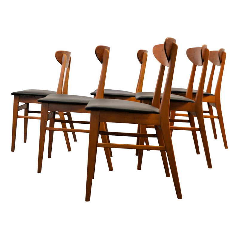 Set of 6 vintage dining chairs in teak by Farstrup Denmark