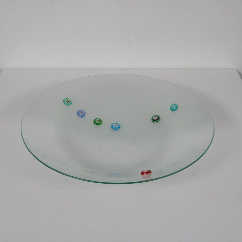 Vintage glass plate by Bruno Munari from Collezione Murano for Vetro Veneto, Italy 1995